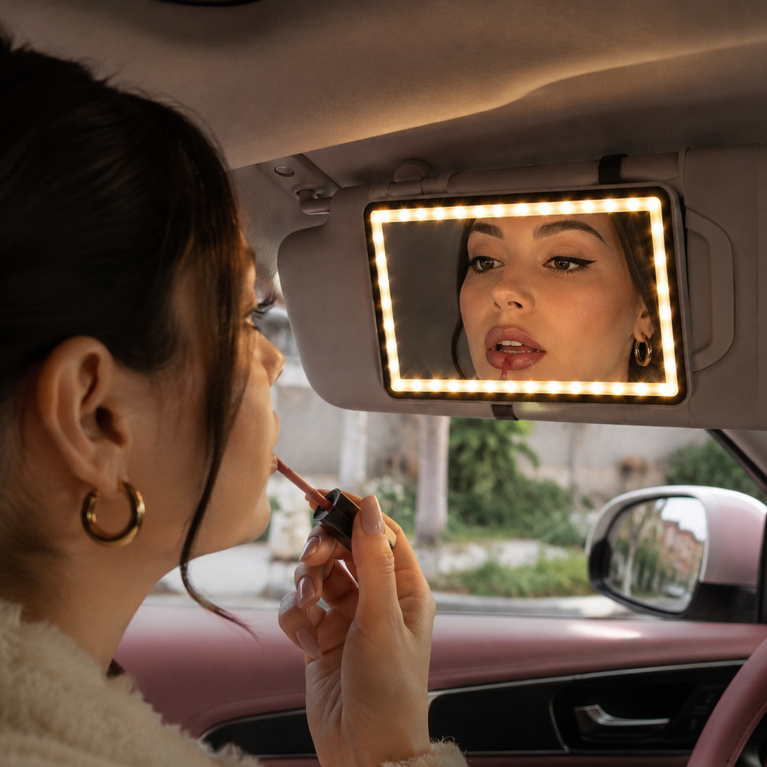 ✨ HALO™ | Espejo LED Recargable para Auto 💄🚗